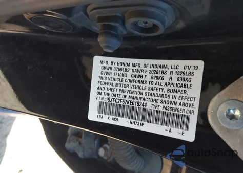 2019 Honda Civic Lx from USA, damaged, VIN 19XFC2F67KE019244